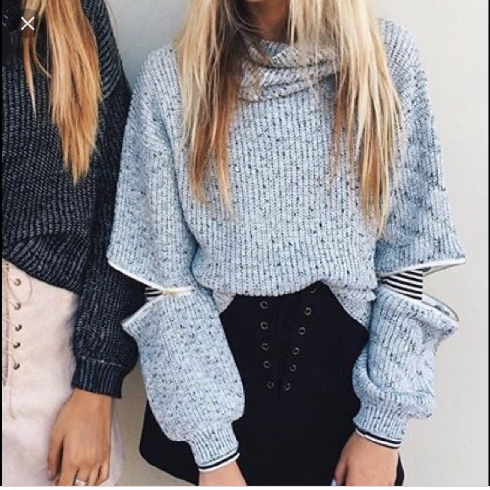 LF style zipper sleeve sweater